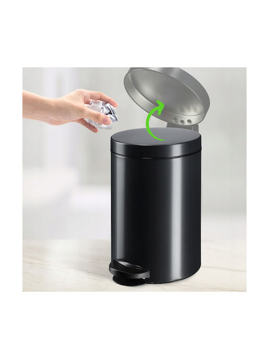 Kadax Kadax Waste Bin from Inox Steel with Pedal Black 14lt