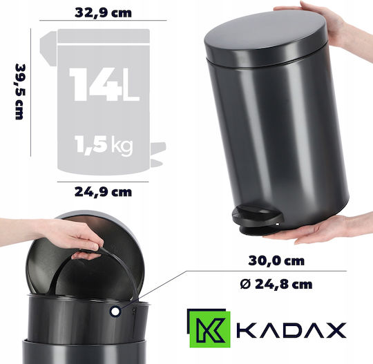 Kadax Kadax Mülleimer Aus Inox Mit Pedal Schwarz 14lt