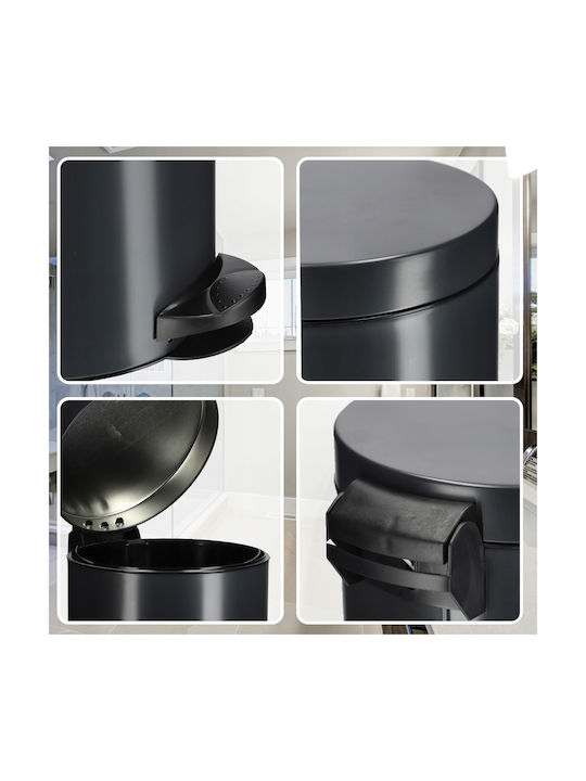 Kadax Kadax Waste Bin from Inox Steel with Pedal Black 14lt