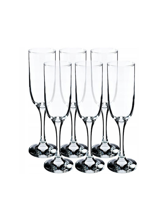 Kadax Set Gläser Champagner / Weißwein aus Glas Mit Stiel 210ml 6Stück