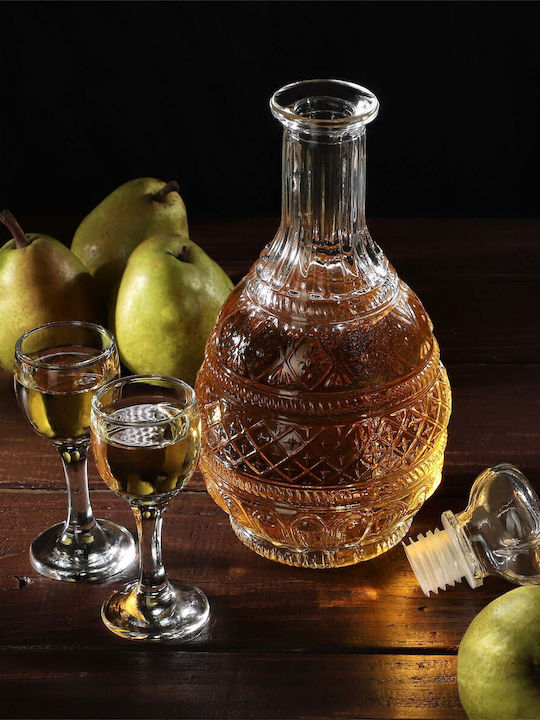 Kadax Kristall Karaffe zum Servieren Whiskey 28cm mit Verschluss Transparent 1000ml 1Stück