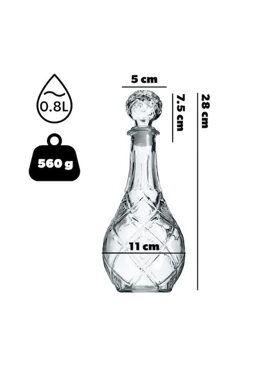 Kadax Crystal Whiskey Decanter 28cm with Stopper 800ml