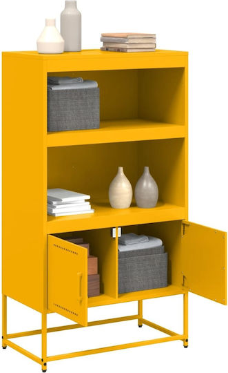 Wand Wohnzimmer Vitrine aus Metall mit Glas Weiß 68.5x38.5x107cm