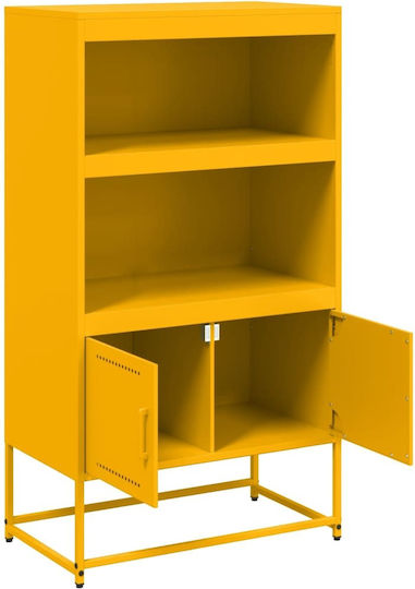 Wand Wohnzimmer Vitrine aus Metall mit Glas Weiß 68.5x38.5x107cm