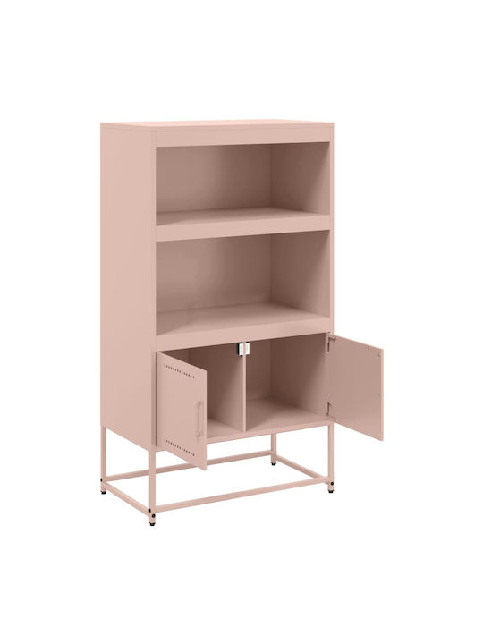 Wand Wohnzimmer Vitrine aus Metall mit Glas Gelb 68.5x38.5x107cm