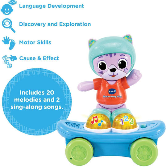 Vtech Animăluț Skateboarding Cat cu Muzică și Sunete pentru 12++ Luni