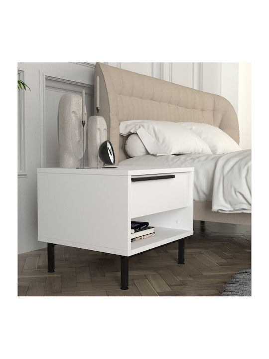 Suzy Bedside Table Wooden White 50x45x41.6cm