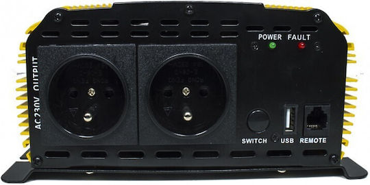 Volt Polska Inverter Αυτοκινήτου Τροποποιημένου Ημιτόνου 3000W για Μετατροπή 12V DC σε 230V AC