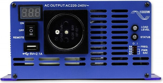 Volt Polska Инвертор за кола Чиста синусоидална вълна 1000W за преобразуване на 12V DC в 230V AC