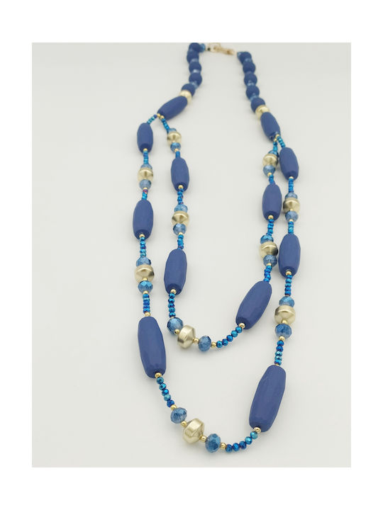 Kr-t26 Bead Necklace Double Blue