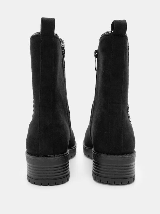 Botine cu elastic și strasuri 4299501-negru