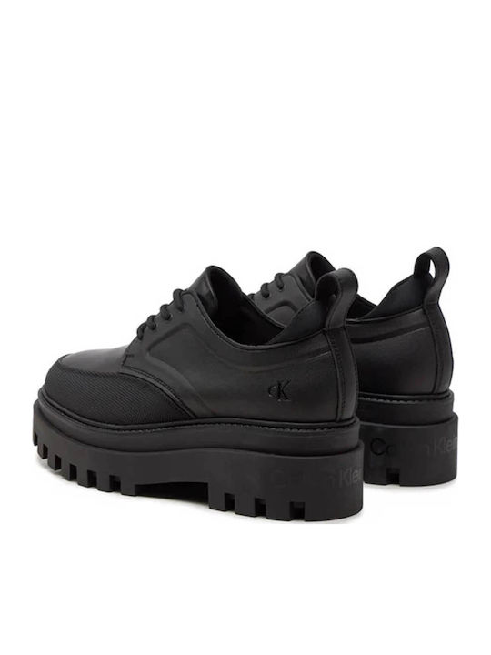 Leder Damen Derby in Schwarz Farbe