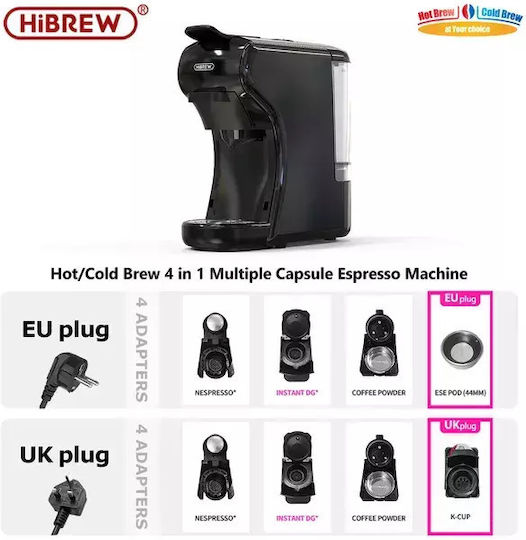 Hibrew H1A Espressor pentru capsule Dolce Gusto Presiune 19bar Negru