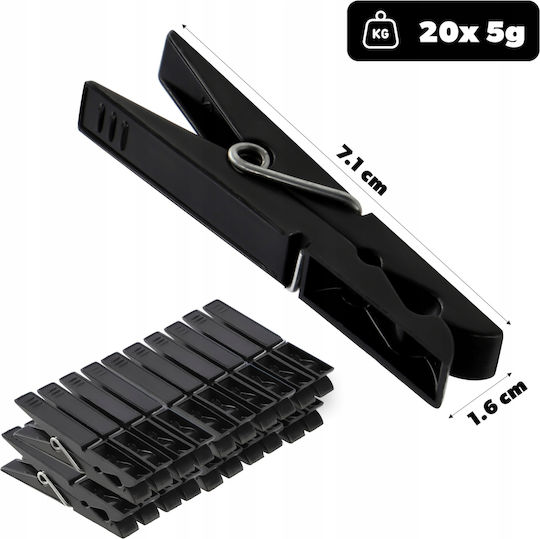 Kadax Clothespins made of Plastic 20pcs Black