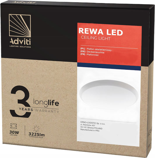 Adviti Plafonieră de Tavan Baie Albă cu LED Integrat