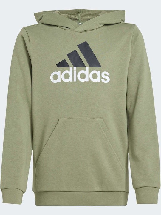 adidas Fleece Παιδικό Φούτερ με Κουκούλα και Τσέπες Πράσινο Essentials