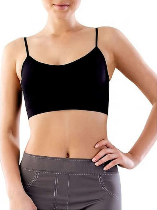 Women's Cotton T-Shirt with Spaghetti Strap Black