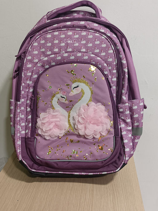 Polo Ace Σχολική Τσάντα Πλάτης Δημοτικού Swan με Θήκη για Παγούρι 28lt 2024