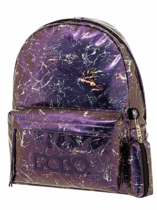 Polo Marble 2023 School Bag Backpack Kindergarten Iridescent Purple with Water Bottle Holder 7.5Liters 2023