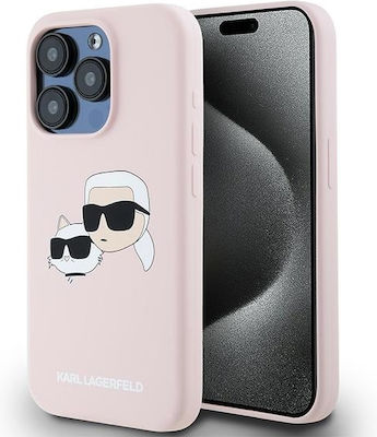 Karl Lagerfeld Umschlag Rückseite Kunststoff / Silikon Rosa (iPhone 15 Pro)