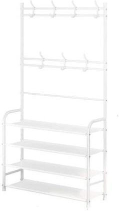 HP-25671 Entry Furniture with Hanger & Shoe Rack White 80x26x168cm