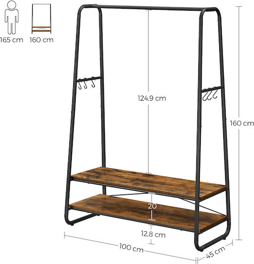 Entry Furniture with Shoe Rack Rustic Brown and Black 100x45x160cm