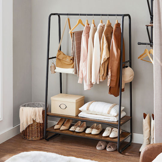 Entry Furniture with Shoe Rack Rustic Brown and Black 100x45x160cm
