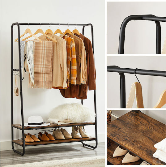 Entry Furniture with Shoe Rack Rustic Brown and Black 100x45x160cm