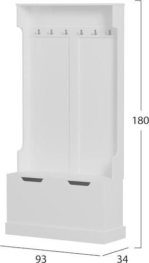 Kaylor Mobilier de Intrare cu Cuier & Dulap pentru Pantofi Alb 93x34x180cm