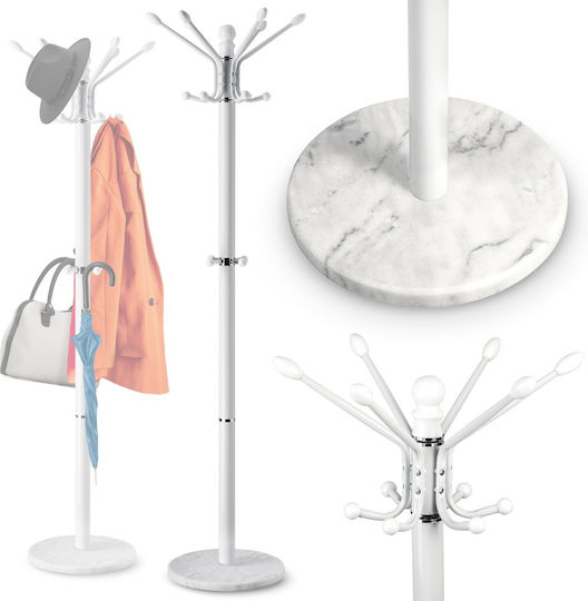 Massido Metallic White Freestanding Coat Rack Height 175cm