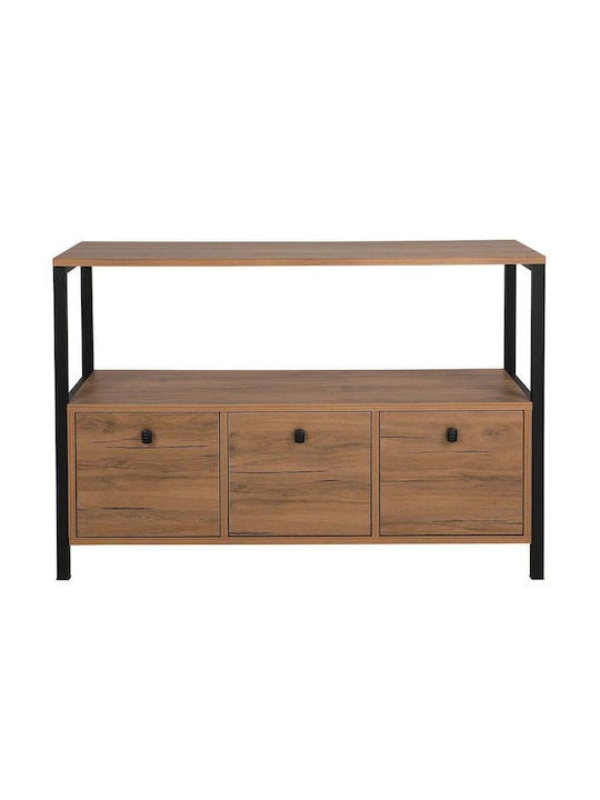 Nero Console Table Wood & Metal Μαύρο - Καρυδί L120xW30xH75cm