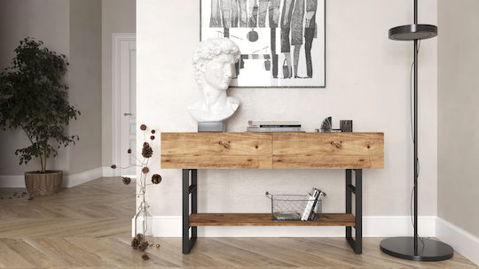 Viana Wooden Console Table Atlantic Pine/black L139xW43xH76cm