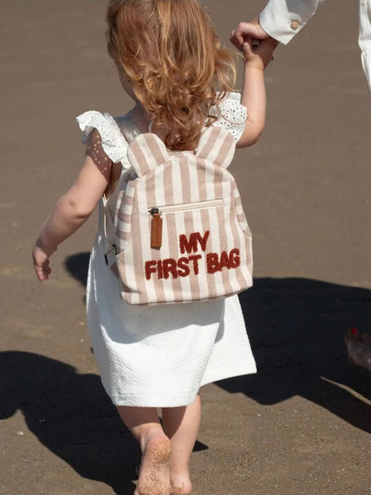 Rucsac Childhome My First Bag Stripes Nude Terracotta