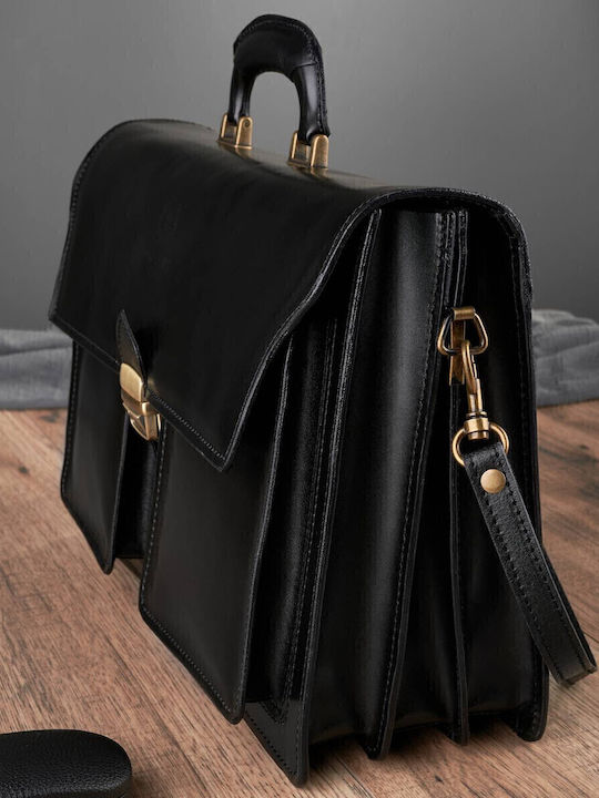 Leder Herrentasche Geldbörse Schwarz