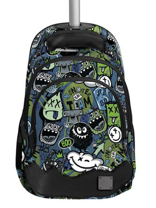 Graffiti Monsters School Bag Trolley Elementary, Elementary in Black color 30Liters