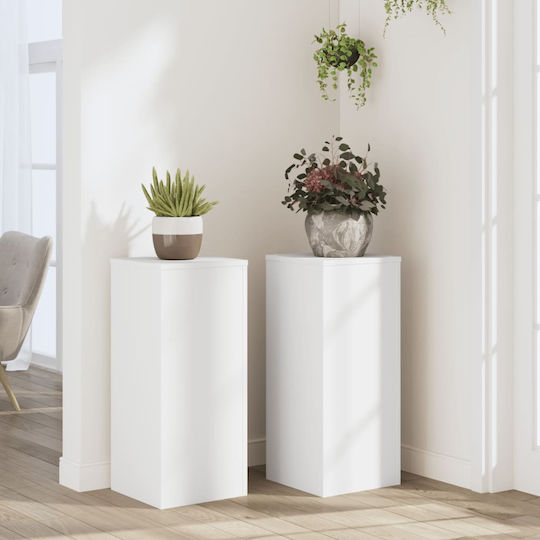 vidaXL Стойки за саксия Дърво Бели 30брx30брx70брсм. 2бр