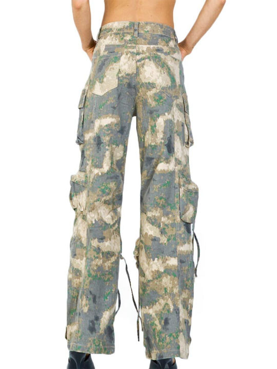 Civico 1 Camouflage Γυναικείο Βαμβακερό Cargo Παντελόνι σε Baggy Γραμμή Χακί