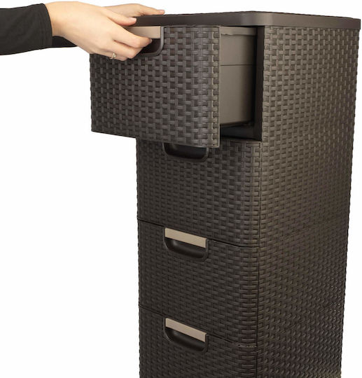 Curver Пластмасова Чекмеджиера С 4 Позиции Кафява 33x38x79см