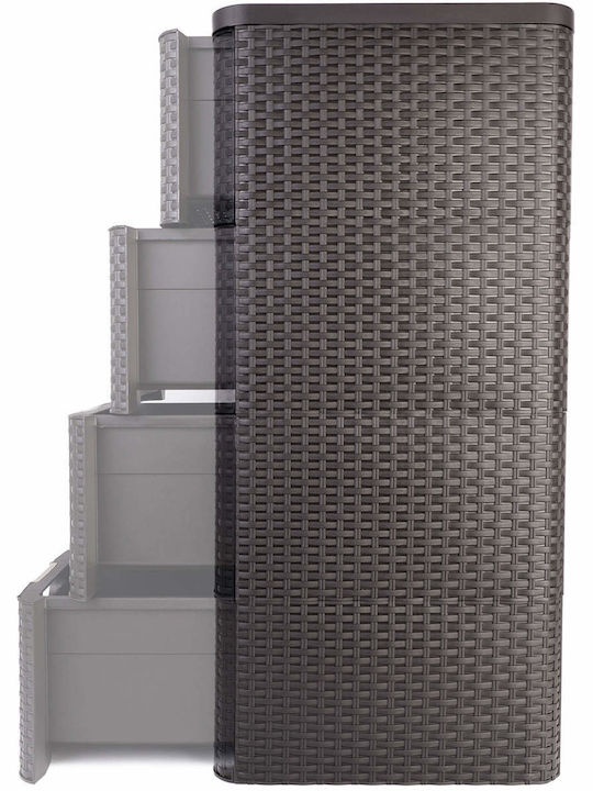 Curver Συρταριέρα Πλαστική 4 Θέσεων Καφέ 33x38x79cm