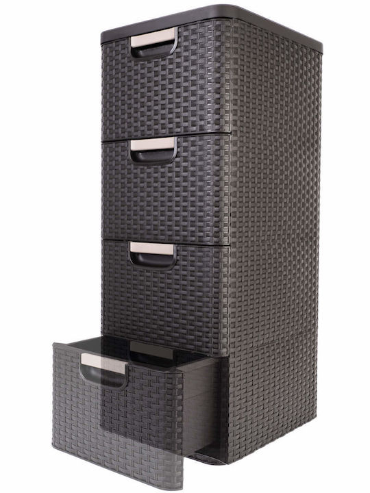 Curver Συρταριέρα Πλαστική 4 Θέσεων Καφέ 33x38x79cm