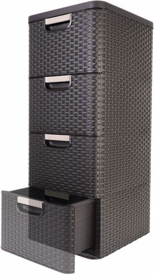 Curver Пластмасова Чекмеджиера С 4 Позиции Кафява 33x38x79см