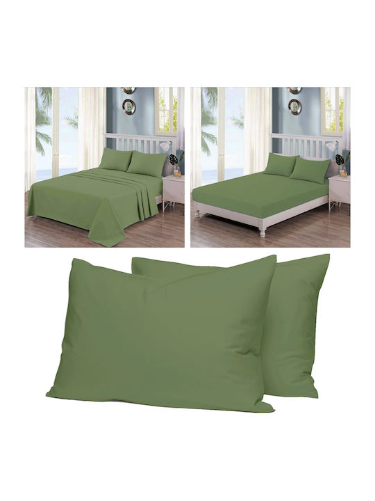 Casa Colori Sheet Double 200x260cm. Olive