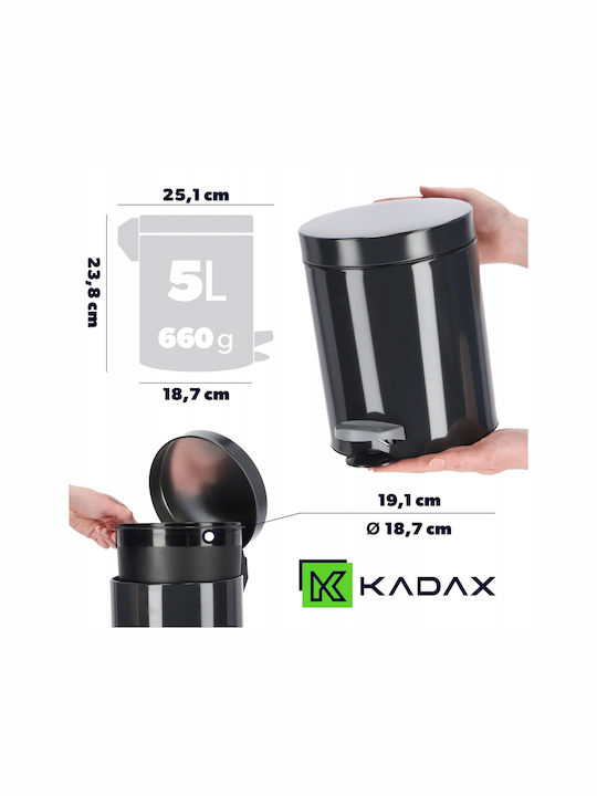 Kadax Inox Badezimmer Mülleimer 5Es Gray