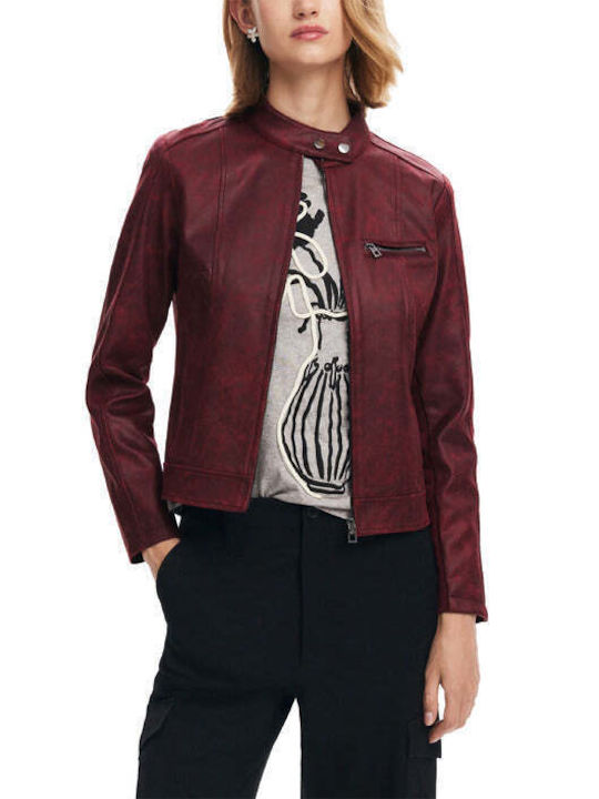 Desigual Women's Short Lifestyle Jacket for Winter Burgundy