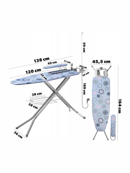 Kadax Ironing Board for Steam Iron Foldable 120x38cm