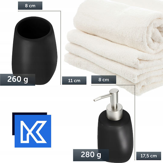 Kadax Σετ Αξεσουάρ Μπάνιου Κεραμικό Μαύρο