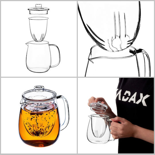 Kadax Τσαγιέρα με Φίλτρο Γυάλινη Διάφανη 600ml
