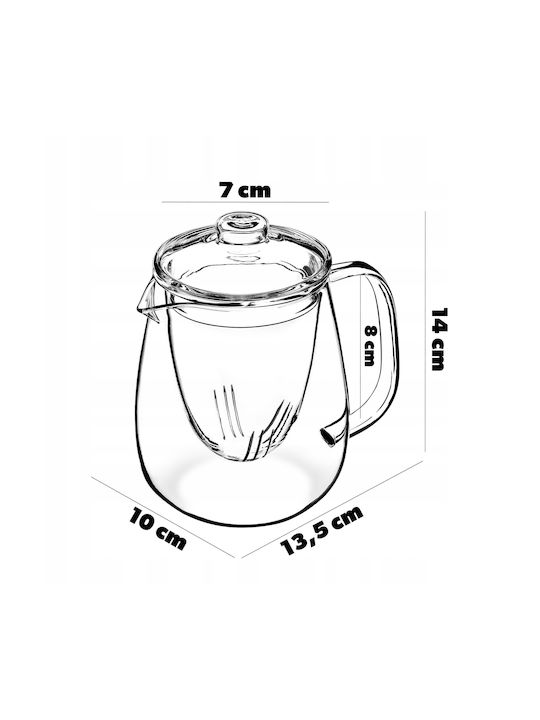 Kadax Ceainic cu Filtru Sticlă Transparent 600ml