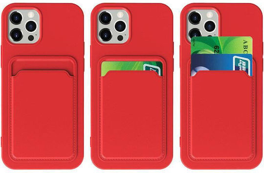 Hurtel Card Wallet Σιλικόνης Κόκκινο (Redmi Note 10 / 10s / Poco M5s)