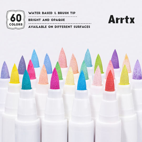 Arrtx Brush Tip Series B Μαρκαδόροι Ζωγραφικής Λεπτοί Σετ 60 χρώματα